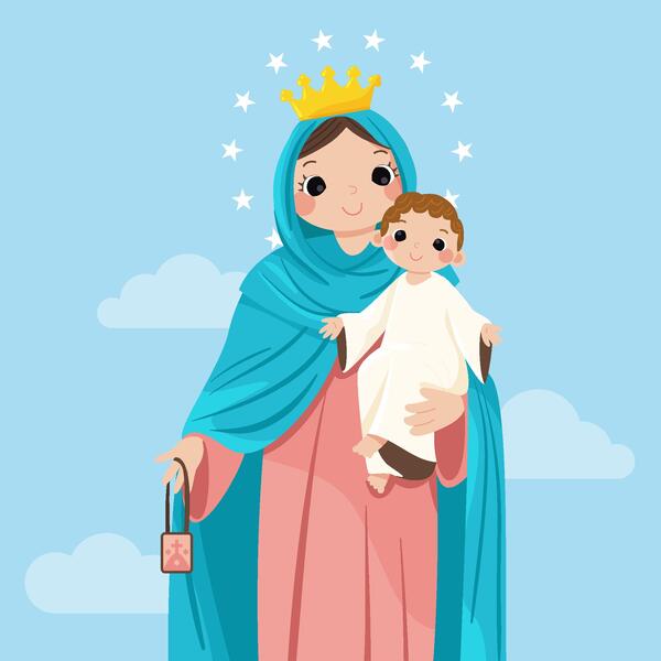 Maria sujetando al niño jesús