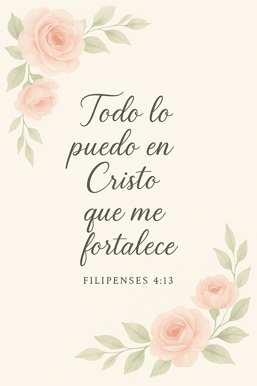 verso de Filipenses 4:13 en una invitacion con flores