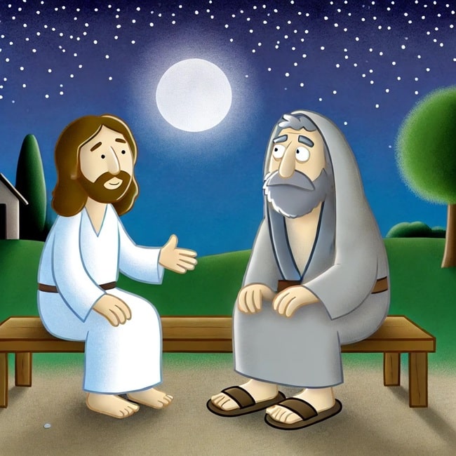 encuentro nocturno entre Jesús y Nicodemo-min